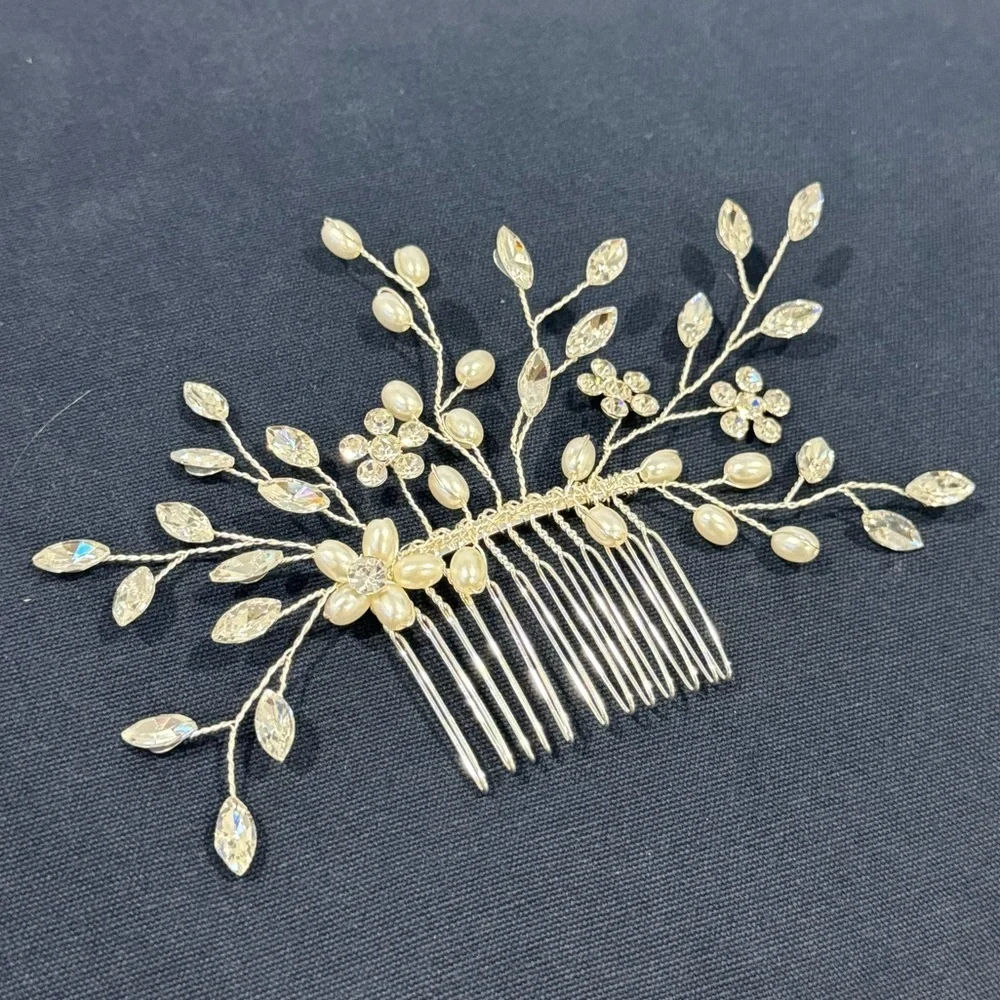 Women’s Hair Comb Clip Bridal Rhinestone Pearl Hair Accessory Boho Prom